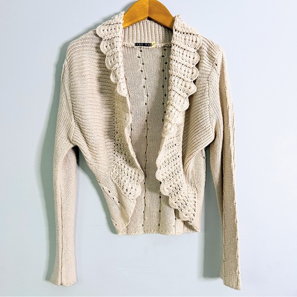 Beige Bolero Open Knit Cardigan Size Small / Medium - Picture 3 of 5
